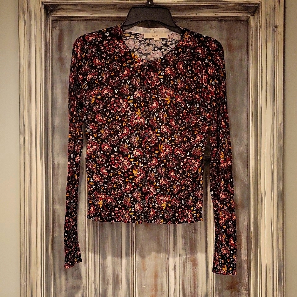 Floral Long Sleeve Button Sweater